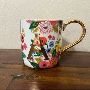 Anthropologie Floral Monogram Mug